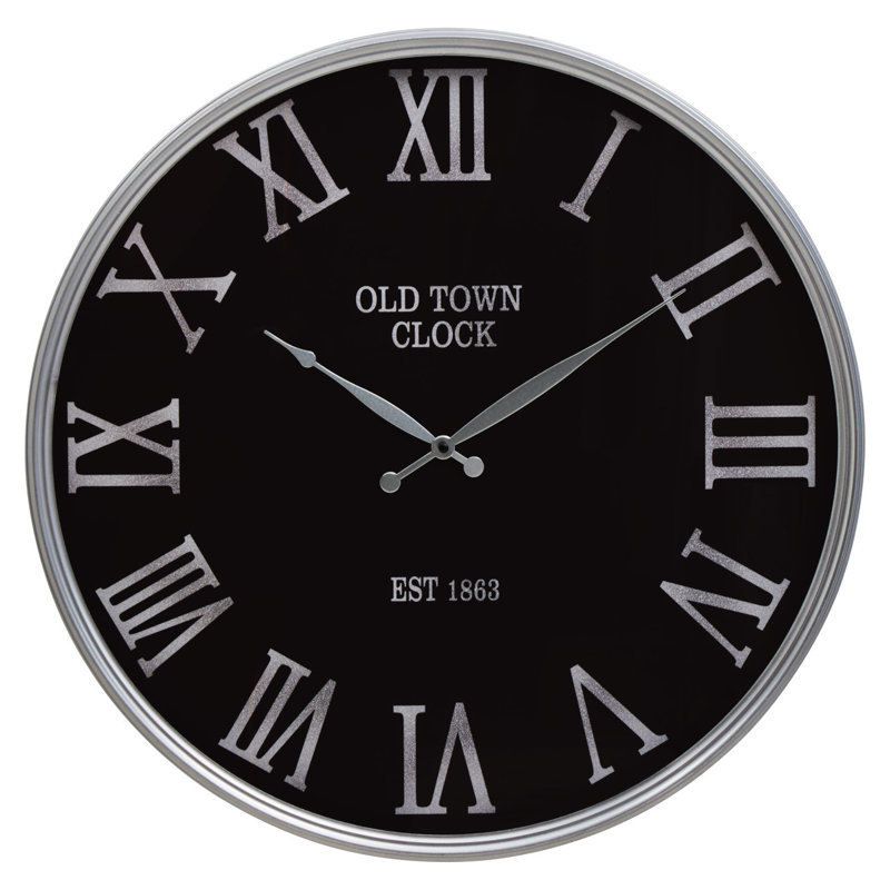Trumpeters Metal Wall Clock, Black/Silver