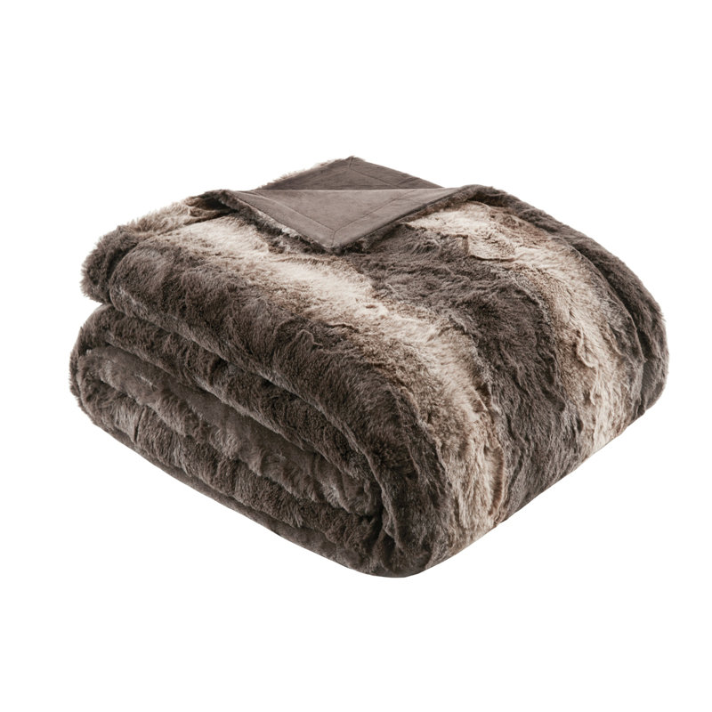 Couverture en fausse fourrure 1pc, L 60 po x l 50 po, Brun