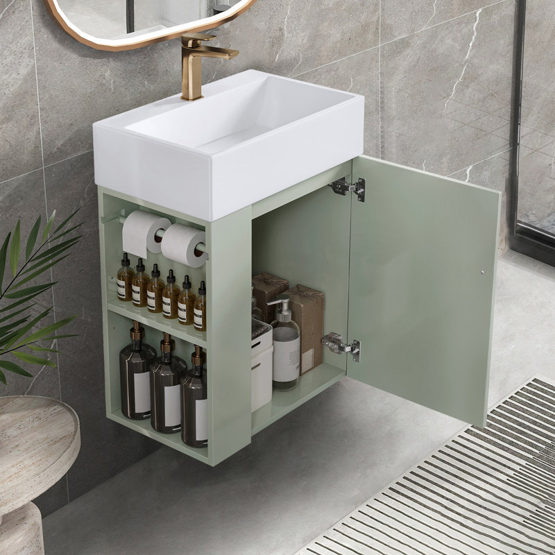 Meuble-lavabo moderne 20 "avec lavabo en céramique, Vert