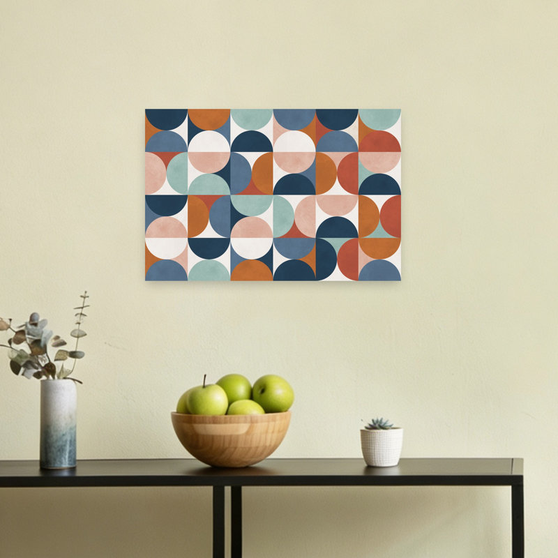 Art mural abstrait géométrique Mid-Century, H 12 po x l 18 po