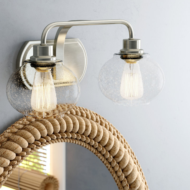 Éclairage pour meuble-lavabo à intensité variable Spofford, Nickel brossé, Deux lumières, 8.25" H x 17.5" W x 8.75" D