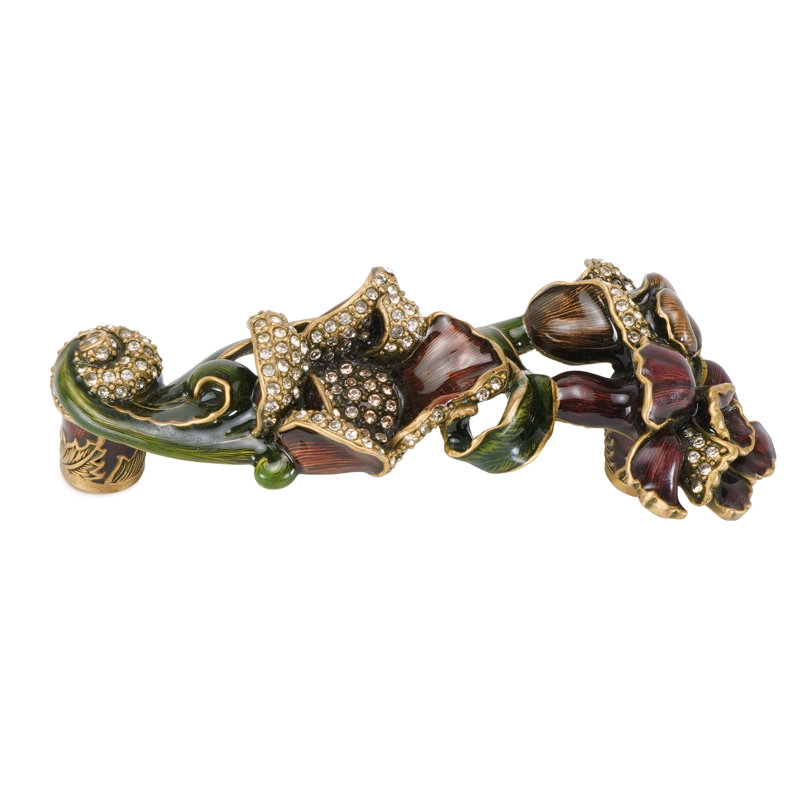 CHARTRES 3-1/2" C TO C PULL; BUDDHA BURGUNDY, WILD BERRY, RED MAHOGANY; DECORATED WITH SWAROVSKI®CRYSTALS, Gold
