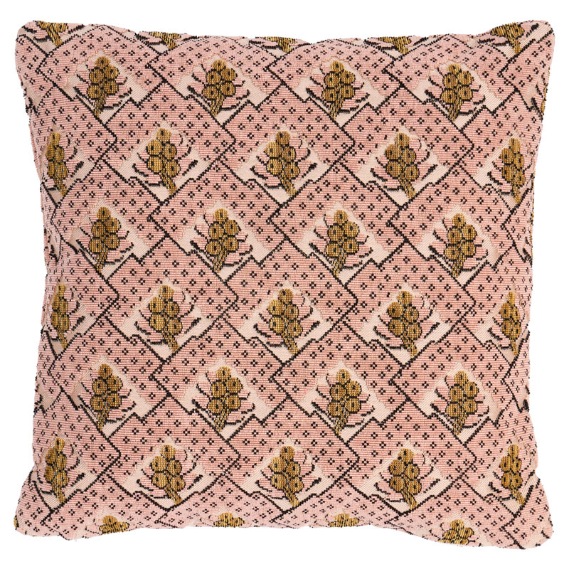 Blair Silk Épinglé Pillow, 18" H x 18" W, Pink Geometric
