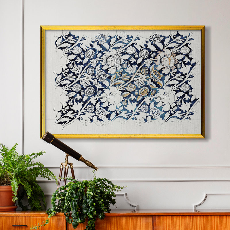 " Watercolour For Printed Fabric Design: Wey " by William Morris, Dimensions intérieures 24 po x 34 po, Framed Canvas