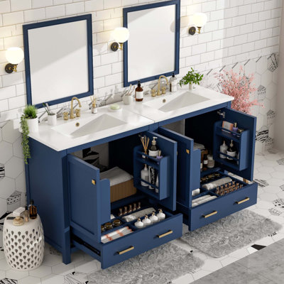 Ensemble de meuble-lavabo bleu 60 po