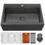 Évier de cuisine simple en acier inoxydable de calibre 16 avec cuve à tablier frontal L 33 po x l 22 po avec accessoires-121832903