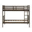 Lit simple au-dessus d'un lit superposé classique en brun foncé, artisanat en bois, garde-corps sur le dessus, accès, lattes pour les deux lits, espaces peu encombrants, capacité de 300 lb par lit, finition de couleur brune, lit superposé,-1012224140-1012224139