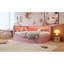 Lit plateforme tapissier pleine grandeur avec ports USB et ceinture à DEL, avec lit gigogne, rose-2130403982