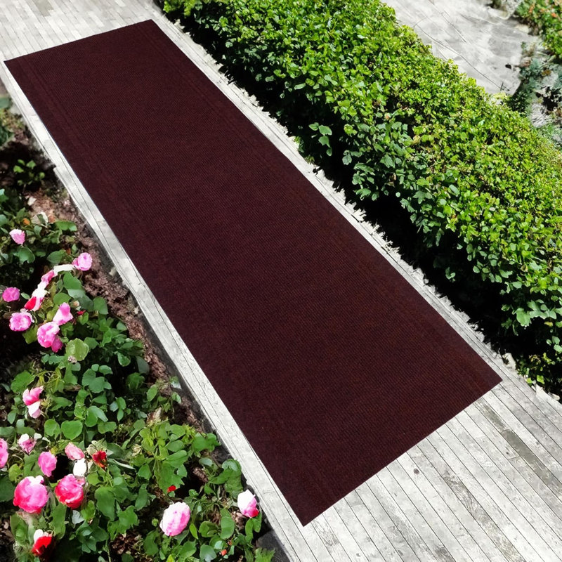 Anti Slip Outdoor / Indoor Dark Red Rug, Runner 2'2" x 15'