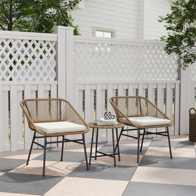 2 - Person Wicker Patio Dining Set with Round Table