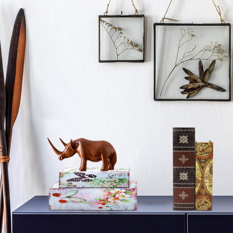 Ensemble de 3 boîtes à livres décoratives en bois - Boîtes de rangement secret de style rétro Contenants de rangement en bois fabriqués à la main avec fermeture magnétique rustique