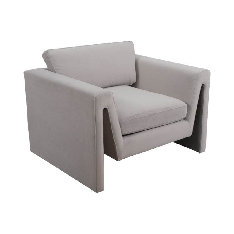 Chaise de salon moderne en velours - silhouette géométrique contemporaine - 41 po, gris 