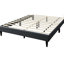 Grand lit de couleur gris anthracite, tête de lit en tissu de jute avec courbe inclinée, garniture cloutée, tête de lit tapissier moderne sans sommier dans la chambre à coucher, sophistiqué-1963711733