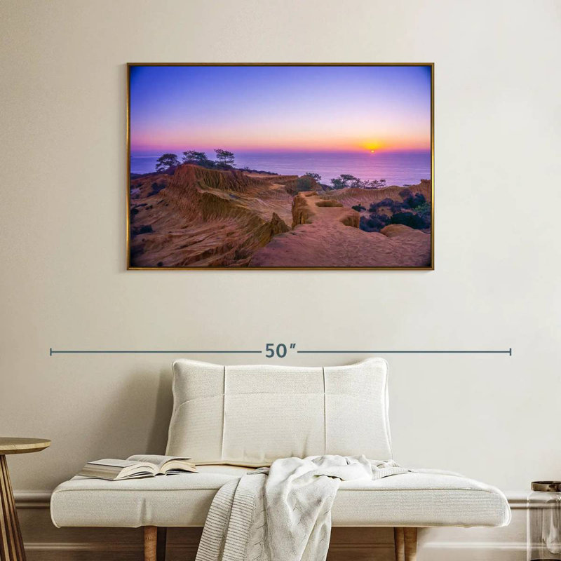 Coucher de soleil Torrey Pines, Cadre flottant doré, 40 po x 27 po