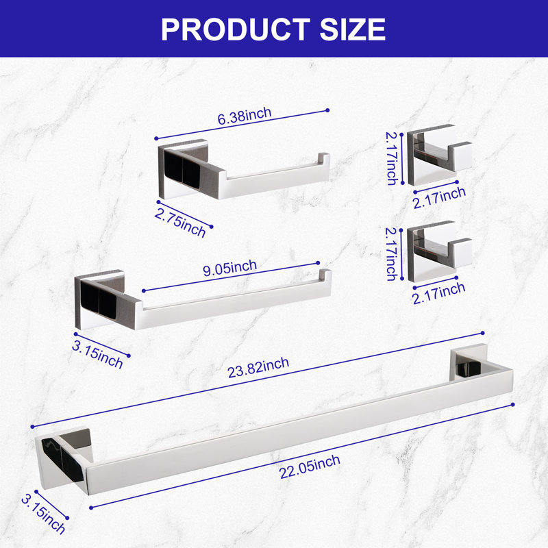 5 - Piece Bathroom Hardware Set, Chrome