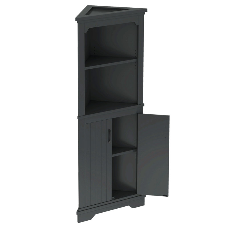 Grande armoire d'angle avec portes pour le salon, la salle de bain, la salle à manger ou la cuisine, Black