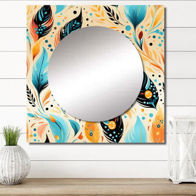 Eclectic Boho Feather - Bohemian & Eclectic Large Square Mirror For Wall Art Decor
