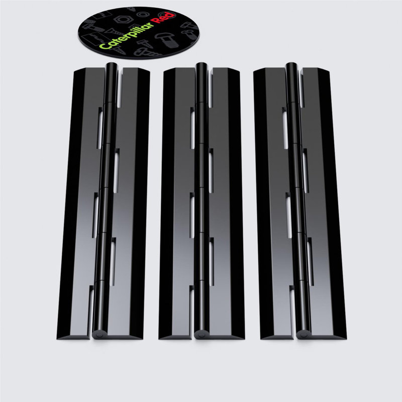 3x Black Acrylic Piano Hinges 200 mm, Continuous Plastic Hinges