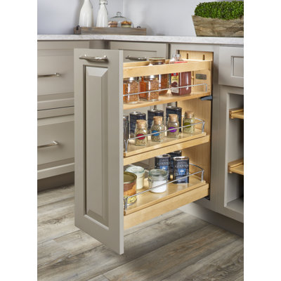 Wood Base Cabinet Swivel Pullout Organizer W/ Soft-Close