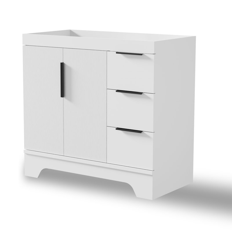 36" Single Bathroom Vanity Cabinet Base Only, Sink Top Not Included, Black, White