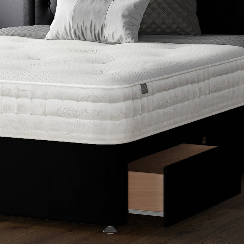 Gallego Divan Bed Base, Black, Super King (6'), 4 Drawers