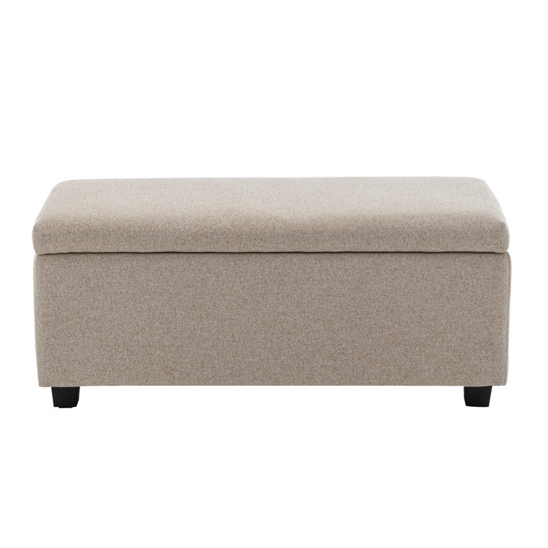 Ebern Designs Hekla Fabric Flip Top Storage Bench, Beige