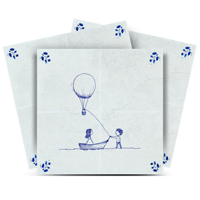 4" x 4" Boat Kids Vinyl Peel and Stick Mosaic Tile
