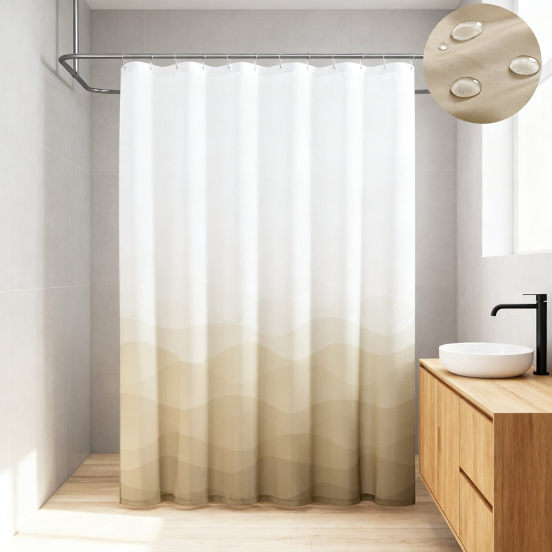 Rideau de douche Ombre Ocean Wave, Brun