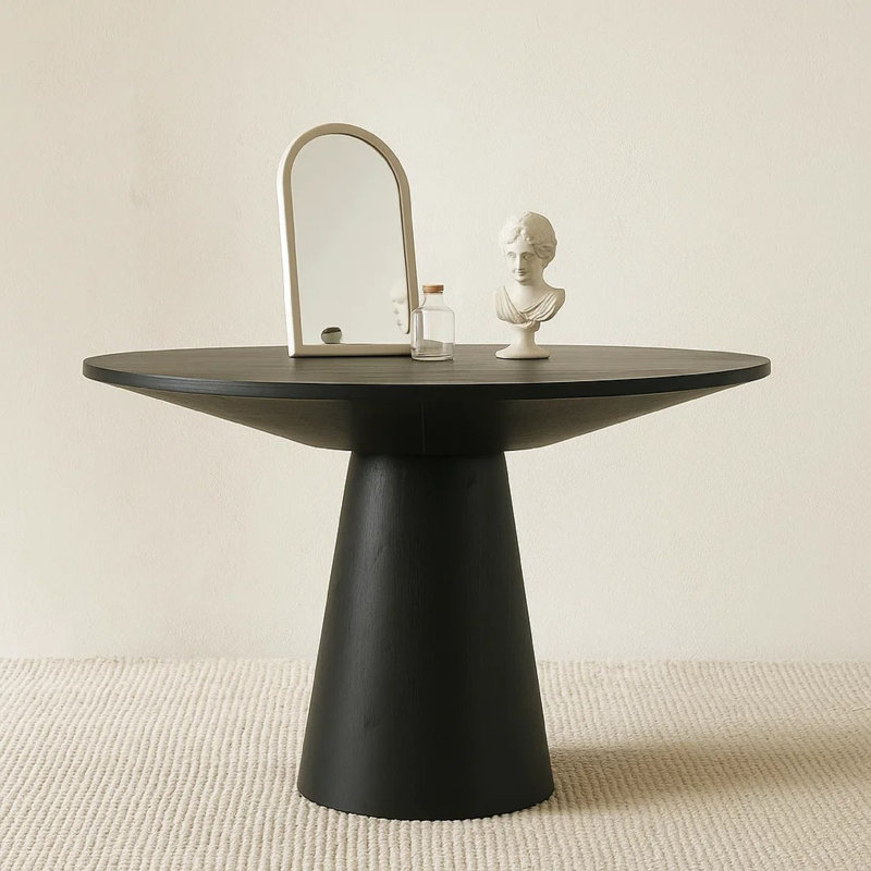 Table de salle à manger Toty, 59 po, base piédestal moderne, noir