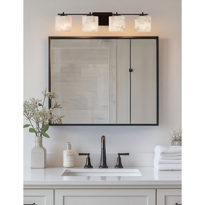 Éclairage pour meuble-lavabo 4 lumières Bouzoun, Bronze foncé
