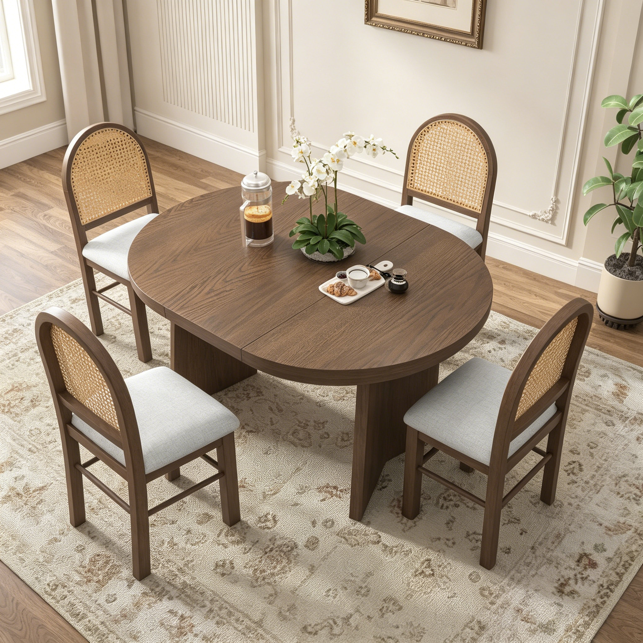 George Oliver TREXM 5-Piece Round Dining Table Set For 4, Retro ...