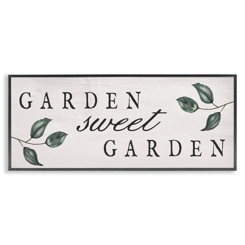 Signe «Sweet Garden», estampe numérique, design par Lil 'Rue, H 13 po x l 30 po, Giclée encadrée noir minuit