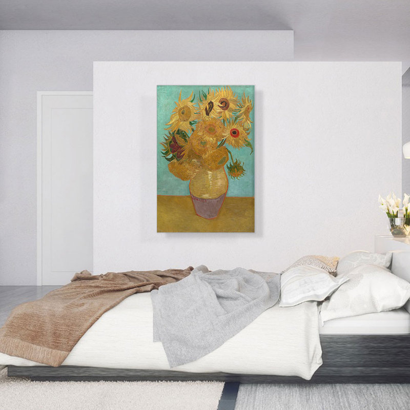 Tournesols sur fond bleu - Impression, H 40 po x l 26 po x P 1,5 po