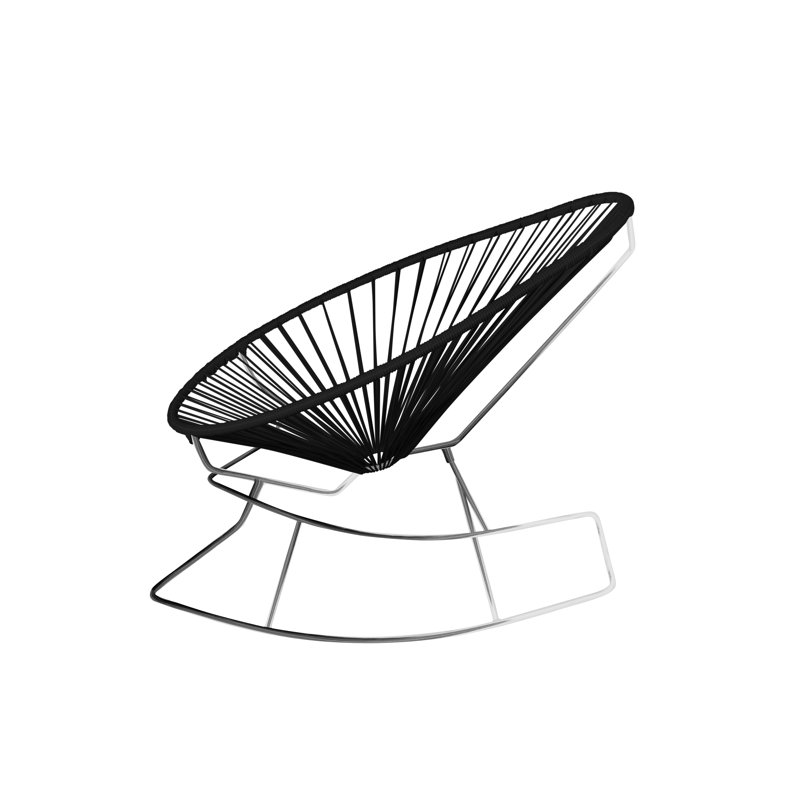Chaise de jardin, Noir, Chrome