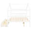 Lit double en bois blanc avec tiroirs, construction solide, toit en ciel, espace de rangement, 2 têtes de lit pour structure en pin robuste, vêtements créatifs,-130093408-130093407