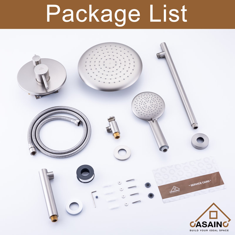 3-Function Rainfall Complete Shower System with 5-Setting Handheld Shower and Bath Spout, Brushed Nickel