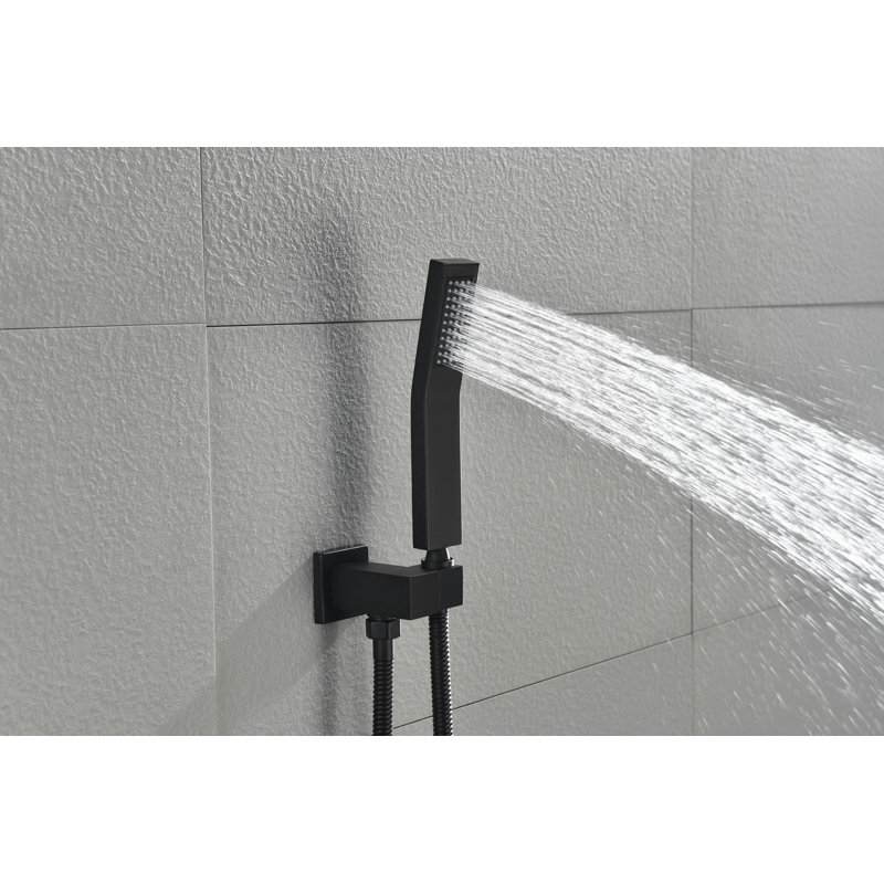 Pomme de douche à main avec boyau de douche de 59 pouces et support de douche réglable, Matte Black
