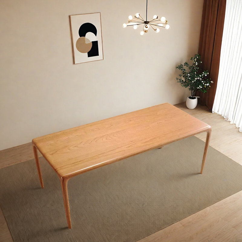 Minimalist All-solid Wood Rectangular Dining Table, 29.52"H x 78.74"L x 31.49"W, Brown