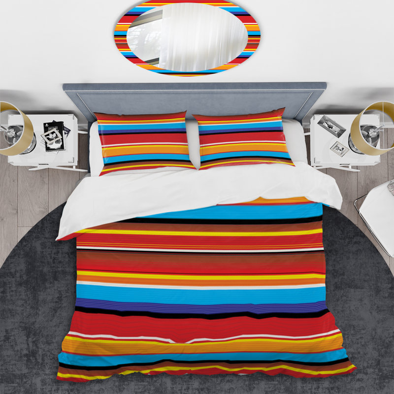 Ensemble de housse de couette en microfibre bleu / orange / jaune 3 pièces