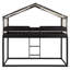 Lit superposé simple en bois avec tente et structure de maison | Conception en bois massif-1975075883
