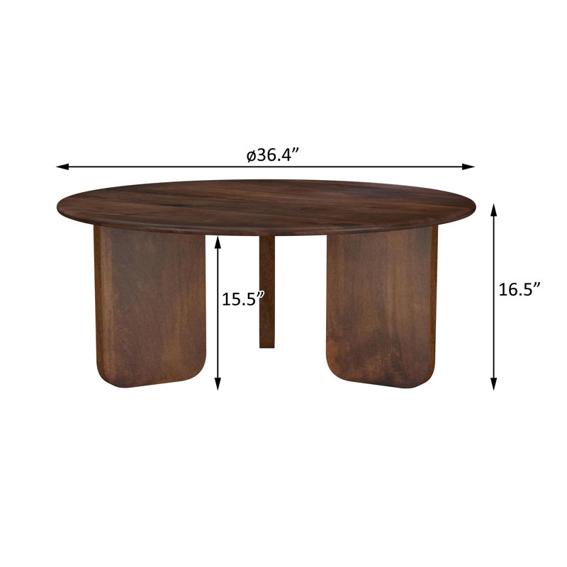 Round Solid Mango Wood Coffee Table Brown