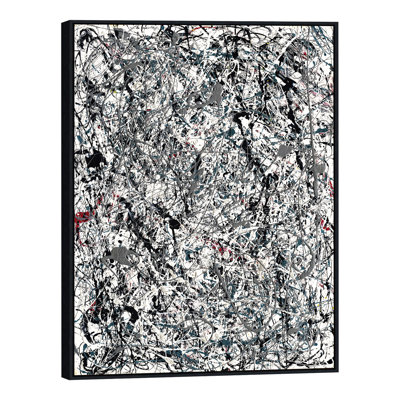 Art numérique sur toile encadré, impression numérique numéro 19 1948 par Jackson-Pollock (cadre mince noir, 24 po x 32 po)