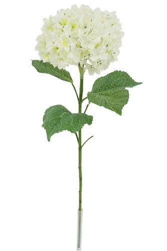 35" Light Green Artificial Hydrangea Stems, White