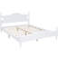Grand lit en bois blanc de style rétro avec lattes robustes pour une structure de lit élégante et stable, chambre de soutien en bois
