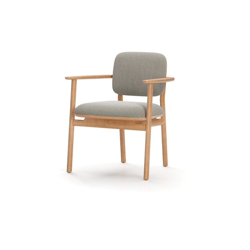 Marea Upholstered Arm Chair, Natural Oak, Steelcut Trio 213
