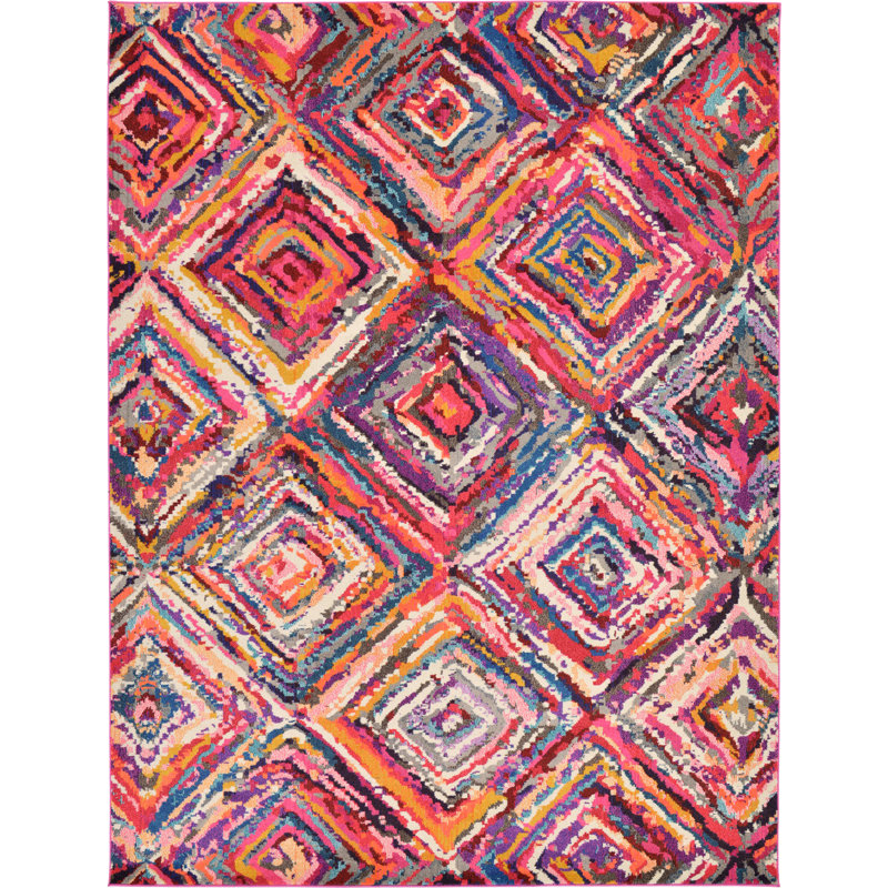 Eddins Washable Geometric Indoor Rug, Rectangle 10'6" x 16'5"