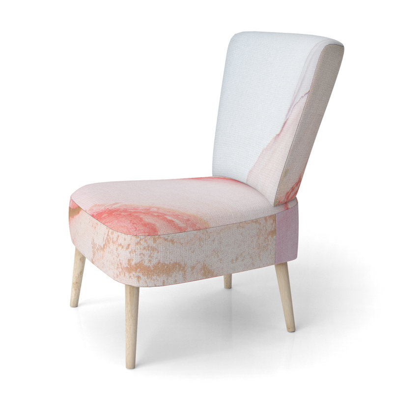 Chaise d'appoint, motif floral beige tapissé - motif floral beige II, Rose/or