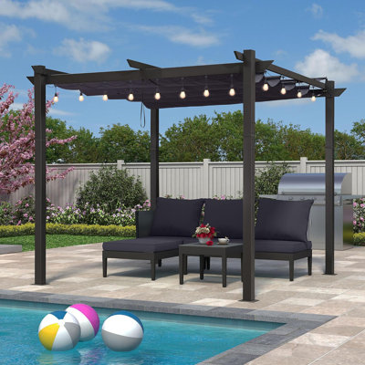 Pergola d'extérieur rétractable mauve 10 pi x 10 pi avec lumières DEL