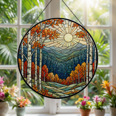 Panneau de vitrail 12 "H Autumn Landscape