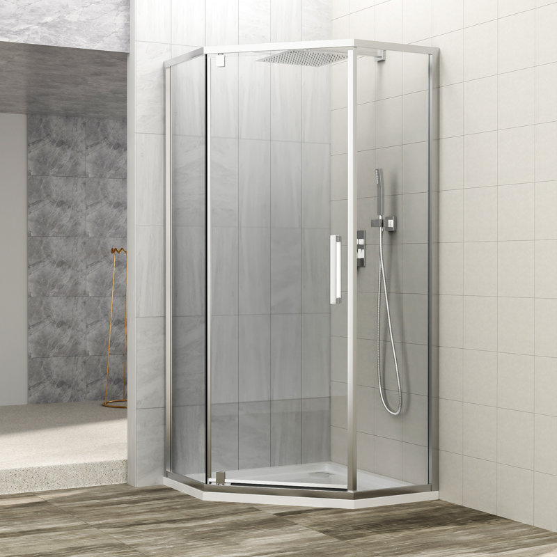 Shower Door 34-1/8" X 72" Semi-Frameless Neo-Angle Hinged Shower Enclosure